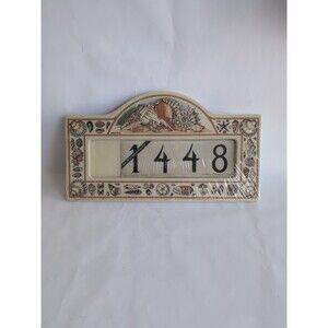 Santa Barbara Ceramic Address Plaque Sea Shells Ocean 1994 signed Vtg NOS